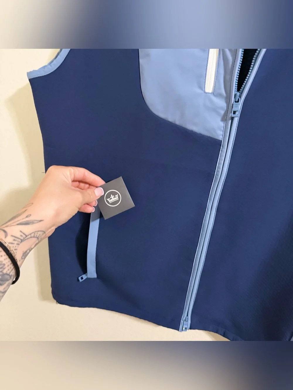 Peter Millar Crown Sport Squallblock Vest Navy Blue Golf Full Zip Men's Large